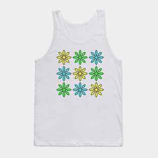 Flowers Pattern (Yellow Green Blue) Tank Top